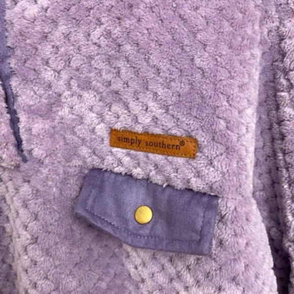 Simply Southern T Snap Fleece Pullover Jacket Women's L Purple Lavender Pockets - Picture 3 of 6